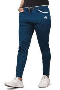 SilkGrid Solid Men Light Blue Track Pants