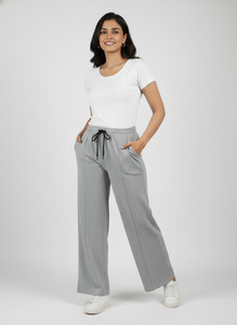 Satinova Solid Women Grey Track Pants