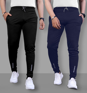 Suzaro Solid Men Black, Blue Track Pants