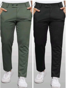 Nk staylish Solid Men Dark Green, Black Track Pants