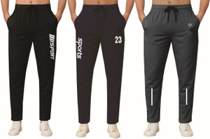 FLYZEN Solid Men Black, Dark Blue, Grey Track Pants