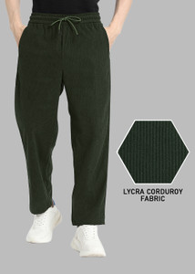 INDICLUB Self Design Men Dark Green Track Pants