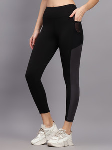 Madact Self Design Women Black Tights