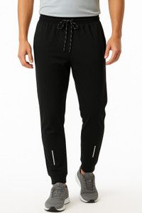 StrchFit Solid Men Black Track Pants