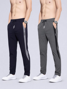 Joggers Park Colorblock Men Dark Blue, Grey Track Pants