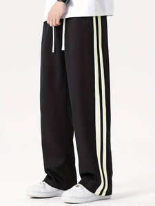 Zimist Striped Men Black Track Pants