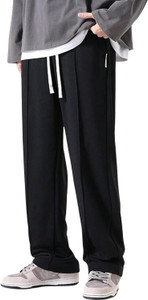 Valley Solid Men Black Track Pants