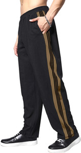 वैली पुरुषों के लिए धारीदार काला, बेज ट्रैक पैंट