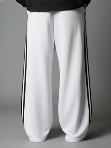 Dockstreet Loose Fit Men White, Black Trousers