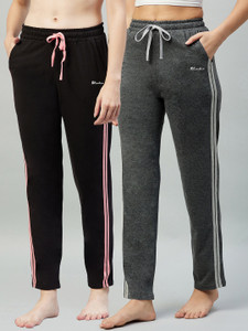 BLINKIN Striped Women Black, Grey Track Pants