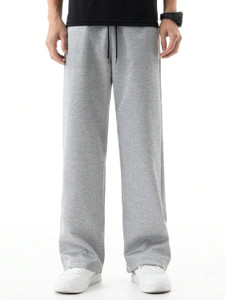 Flycollection Solid Men Grey Track Pants