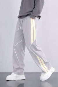 JERKYN Striped Men Silver Track Pants