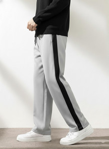 Vontade Solid, Striped Men Grey Track Pants