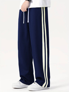 DL Fashion Solid, Striped Men Blue Track Pants