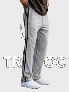 TRAWOC Striped Men Grey Track Pants
