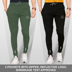 ANAND Printed Men Dark Green, Black Track Pants