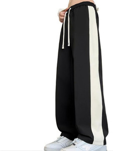 QUTUN Men Black Striped Track Pants - Image 1