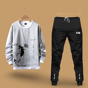 Conway Men Printed Grey, Black Top & Pyjama Set