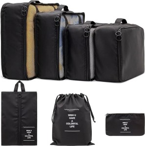 Vervita 7 Set Travel Organizer 3 Packing Cubes + 3 Pouches + 1 Toiletry Organizer Bag