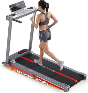 Lifelong 4.5HP Motorized Treadmill for Home | Manual Incline 2 Level | Foldable Handle Treadmill (Max Weight:100 kg)