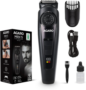 AGARO Beard Trimmer MT1122, 10 Length Settings, Digital Display, USB Rechargeable Trimmer 90 min  Runtime 10 Length Settings