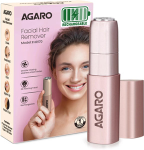 AGARO Facial Hair Remover FHR170 for Women,Painless Hair Remover, Trimmer 90 min  Runtime 1 Length Settings