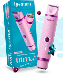 Hyuman TrimIt 2-in-1 Trimmer for Women | Rechargeable Face, Body & Bikini Hair Removal Trimmer 180 min Runtime 2 Length Settings