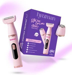 Hyuman Glowtrim Duo Body & Face Trimmer for Women | Body,Face trimmer,Rechargeable Fully Waterproof Trimmer 90 min Runtime 2 Length Settings