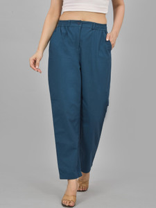 QuaClo Regular Fit Women Blue Trousers