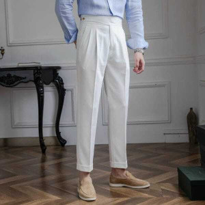 FYORA Straight Fit Men White Trousers