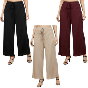 Infinizy Comfort Fit Women Black, Maroon, Beige Trousers