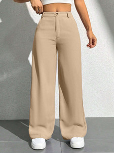 NUCOUTHS Regular Fit Women Beige Trousers