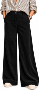 QAUTVEZ Loose Fit Women Black Trousers