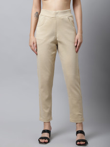 legitlooks Comfort Fit Women Beige Trousers