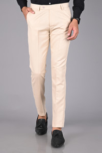 MANCREW Regular Fit Men Cream Trousers