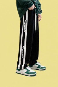 COMBRAIDED Loose Fit Men Black, White Trousers