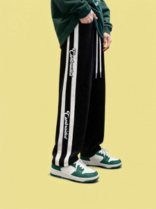 COMBRAIDED Loose Fit Men Black, White Trousers
