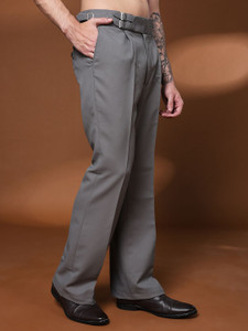 VASTRANU Flared Men Grey Trousers
