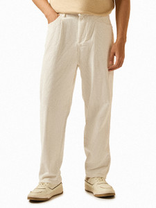 THE BEAR HOUSE Loose Fit Men White Trousers