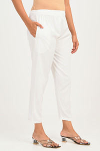 X U F A Tapered Women White Trousers