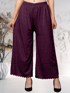 VESTIYAPLUS Relaxed Women Purple Trousers