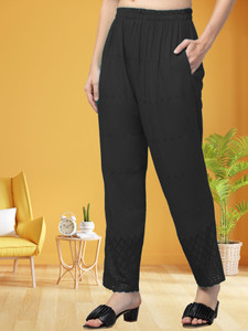 FamBee Relaxed Women Black Trousers