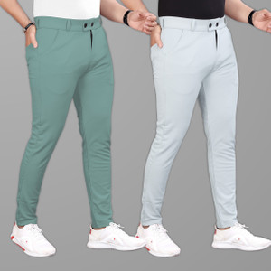 GIBBONTE Slim Fit Men Green, Grey Trousers