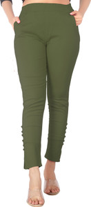 DKD Slim Fit Women Light Green Trousers