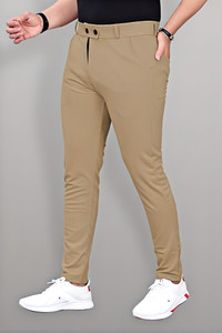 FABAURA Slim Fit Men Khaki Trousers