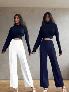 Kintu Parantu Regular Fit Women White, Blue Trousers