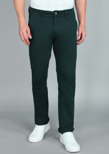 वरोगन पुरुषों के लिए गहरा हरा स्लिम फिट ट्राउज़र्स