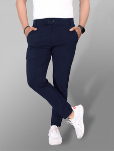 COMBRAIDED Slim Fit Men Blue Trousers