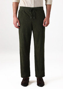 COMBRAIDED Loose Fit Men Dark Green Trousers