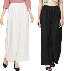 Go Gazab Loose Fit Women Black, White Trousers